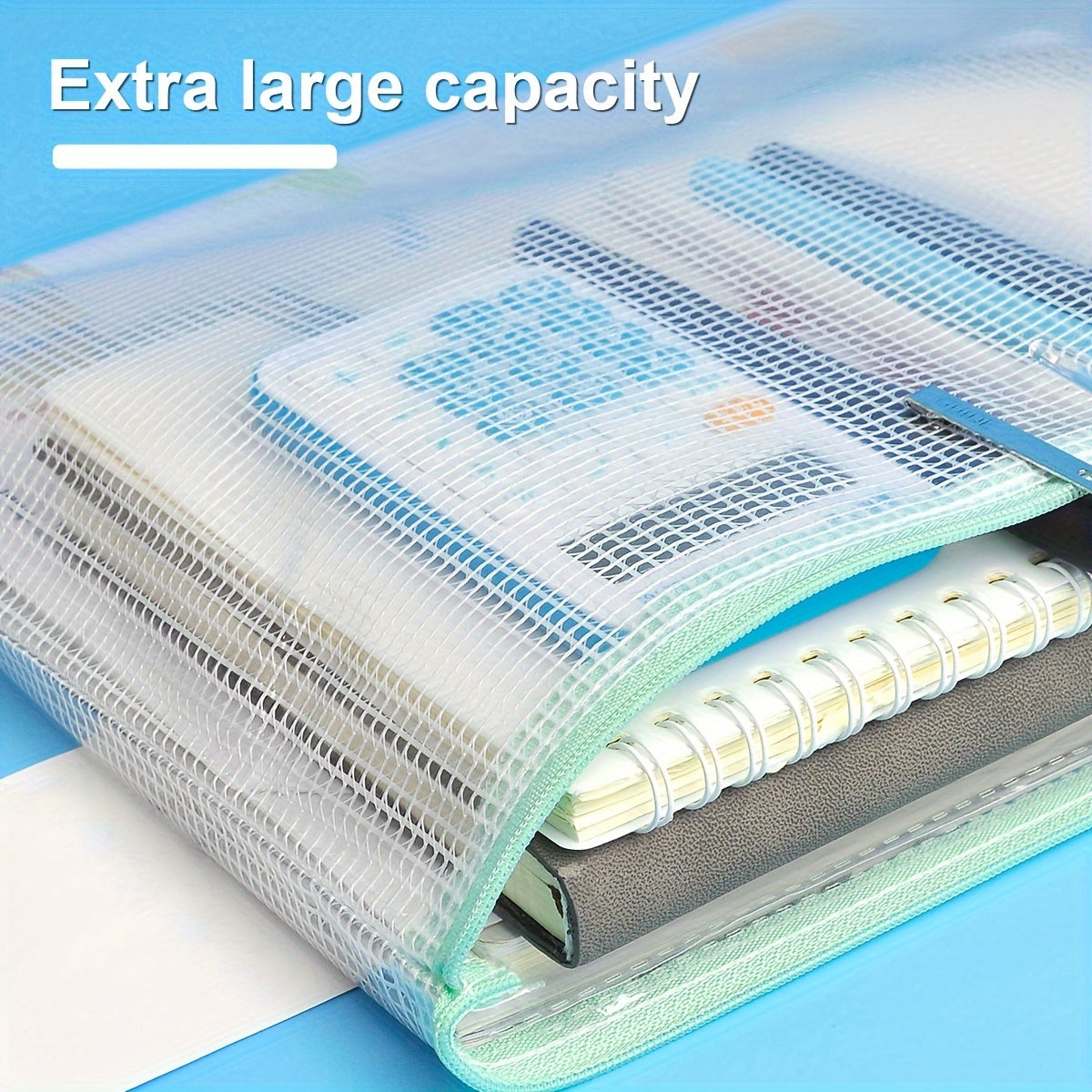 8pcs Light Green Mesh Office Document Storage Bags