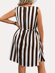 Stripped Tank Dress with Belted Waist