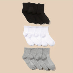 12 Pairs Unisex Solid Calf Socks for Kids