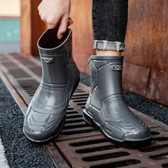Men's Mid Top Rain Boots Waterproof Galoshes For Outdoor