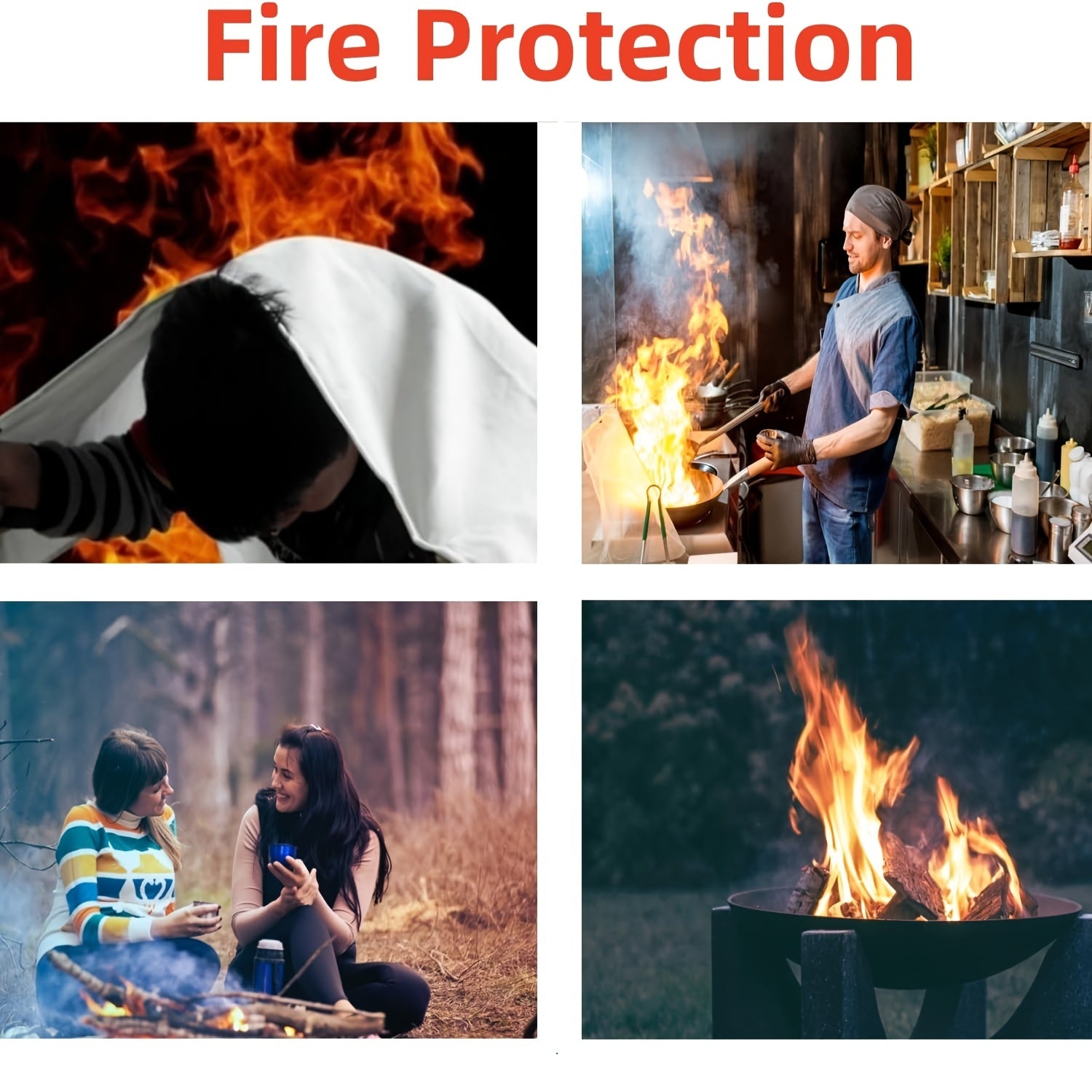 Fire Blanket Large 149 35x149 Hooks & Gloves Emergency Flame Retardant Blanket