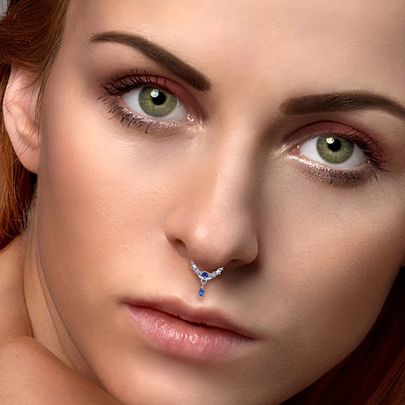 Zircon Inlaid Septum Nose Ring Body Piercing Jewelry