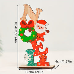 Wooden Christmas Ornament Painted Letters DIY Decor