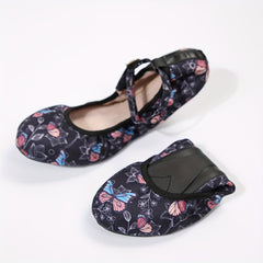 Women's Butterfly Ballet Shoes Buckle Strap Flat Lightweight Dancing Shoes