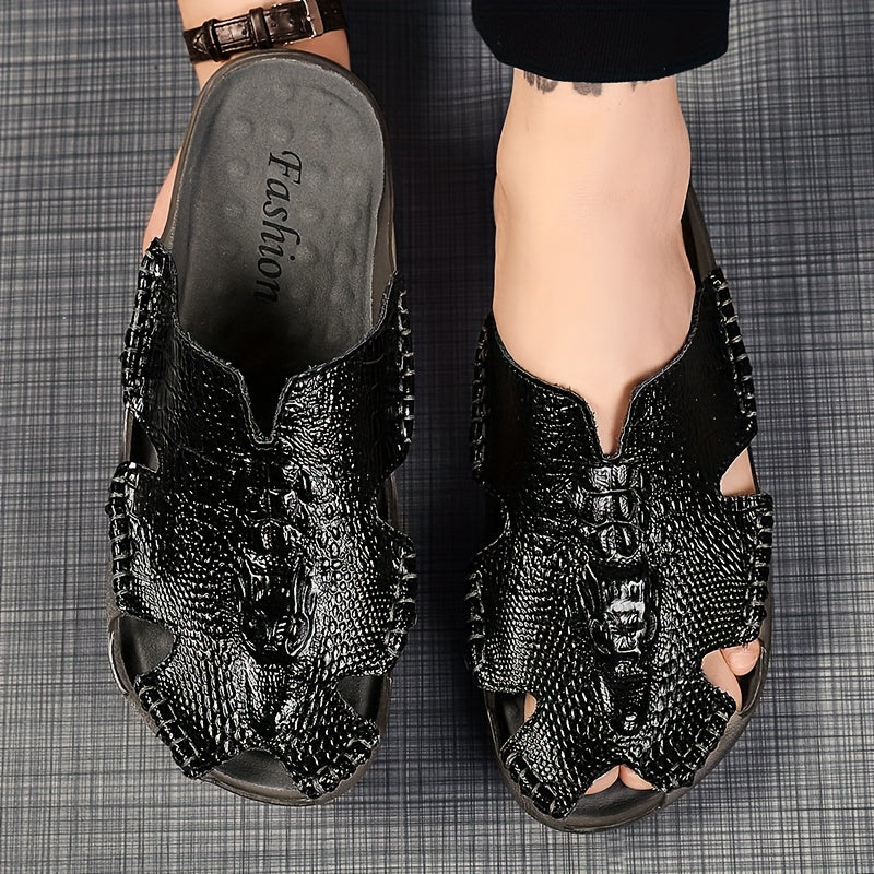 Men's Stitch Non Slip Slippers Closed Toe Rubber Sole Wear-resistant