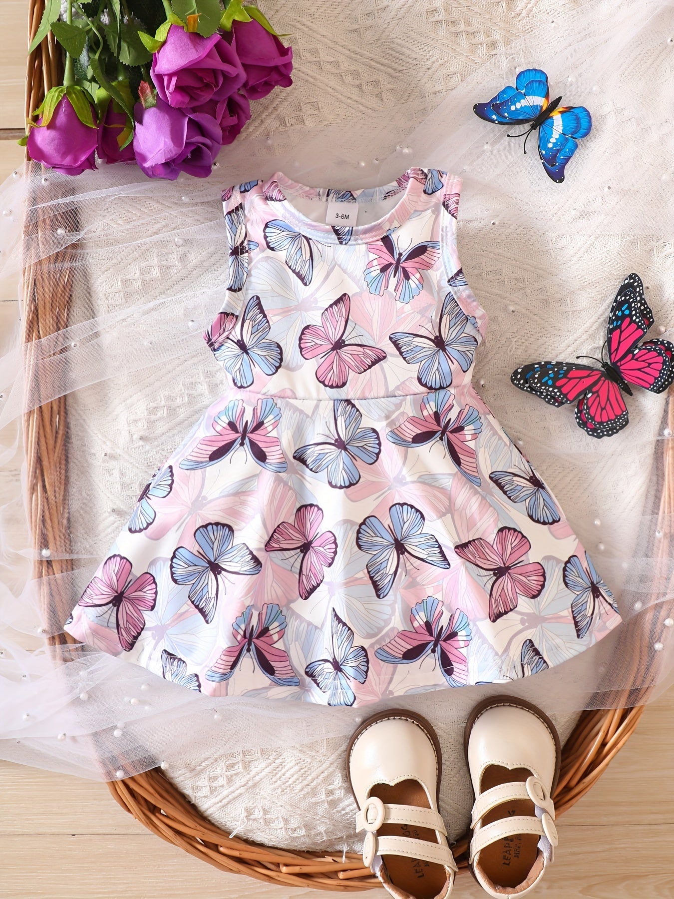 Sweet Sleeveless Pleated Dress for Baby Girls