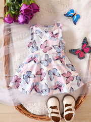 Sweet Sleeveless Pleated Dress for Baby Girls