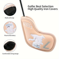 9pcs Plush Cat Golf Iron Head Cover Set - PU Waterproof Material