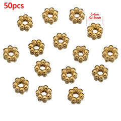 50pcs Golden Daisy Spacer Beads Charms for DIY Jewelry Making