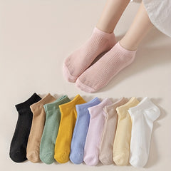 10 Pairs Women's Soft Lightweight Low Cut Ankle Socks Solid Colors