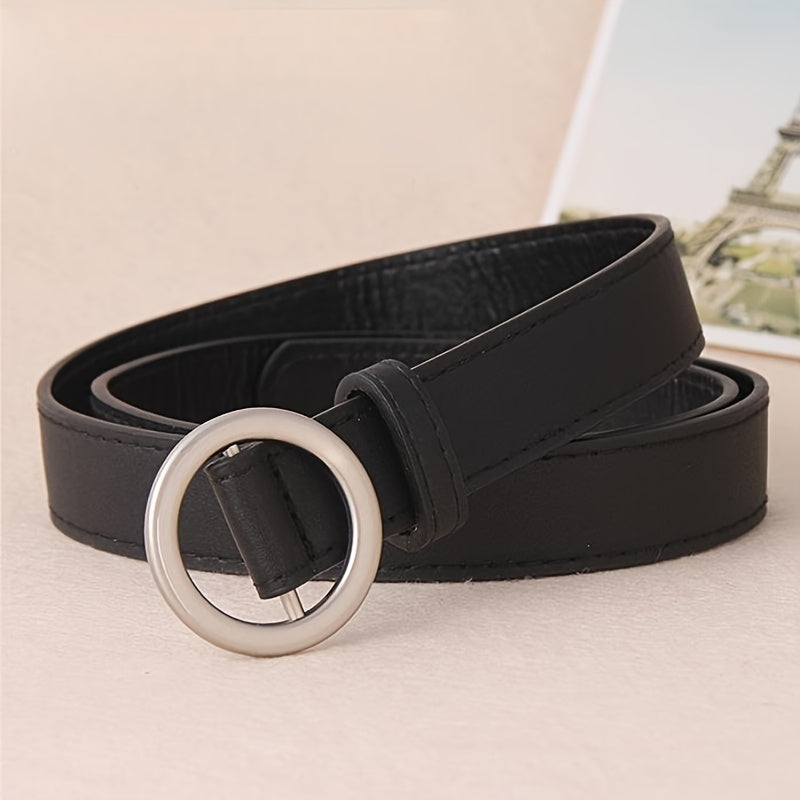 Girls Casual Vintage Faux Leather Buckle Belt Dress Jeans Pants