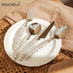 4pcs Ceramic Handle Cutlery Set for Steak and Dessert