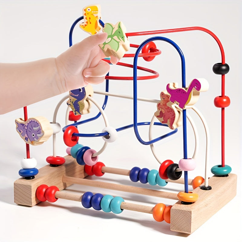 Colorful Wooden Dinosaur & Animal Bead Maze Toy for Kids