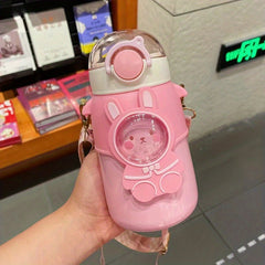 Stainless Steel Insulated Cup with Straw & Strap for Outdoor Activities