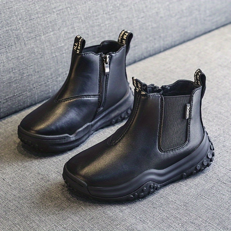 Girl's Plush Lined Ankle Boots with Side Zipper