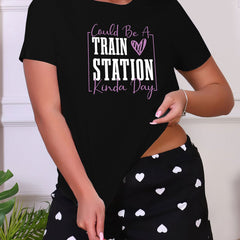 Women's Casual Short Sleeve Crew Neck Top