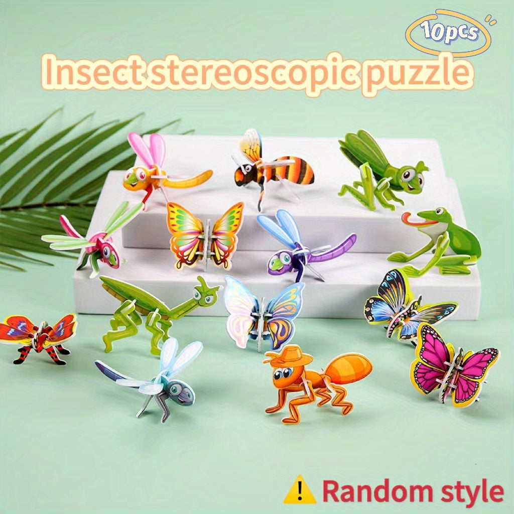10pcs Insect 3D Jigsaw Puzzle Toy Intelligence Splicing