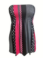 Geometric Colorblock Tube Top Sleeveless Summer Top