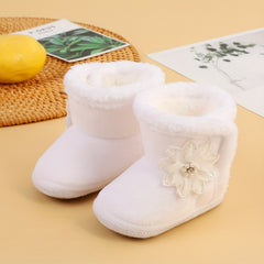 Soft Warm Fleece Flower Boots for Baby Girls