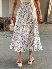 Floral Print High Waist Midi Skirt for Women