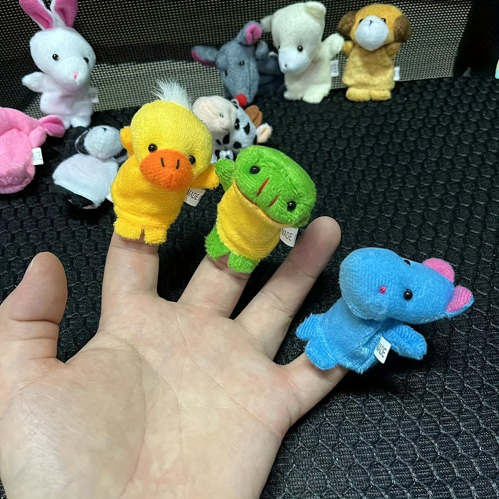10pcs Plush Animal Finger Puppets Set Double Layer Foot Hand Doll Story Helper