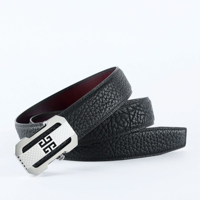 Men's Wild Style Leather Belt Stainless Steel Buckle Cowhide Unique Texture