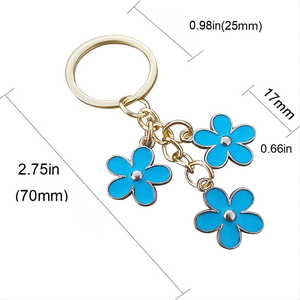 Flowers Charms Enameled Keychain Chain Tassel Keyring Purse Bag Accessories