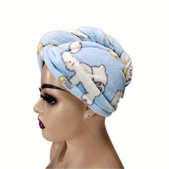 Microfiber Hair Towel With Button Soft Drying Cap Absorbent Towel
