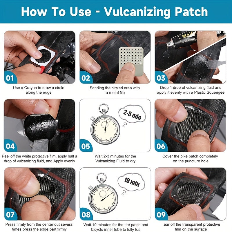 Bike Puncture Repair Kit with Tire Patches & Rasps - Motorcycle Inn