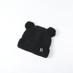 Winter Warm Beanie Hat Letter Small Ears Knitted Hat Winter Soft Knit Beanie