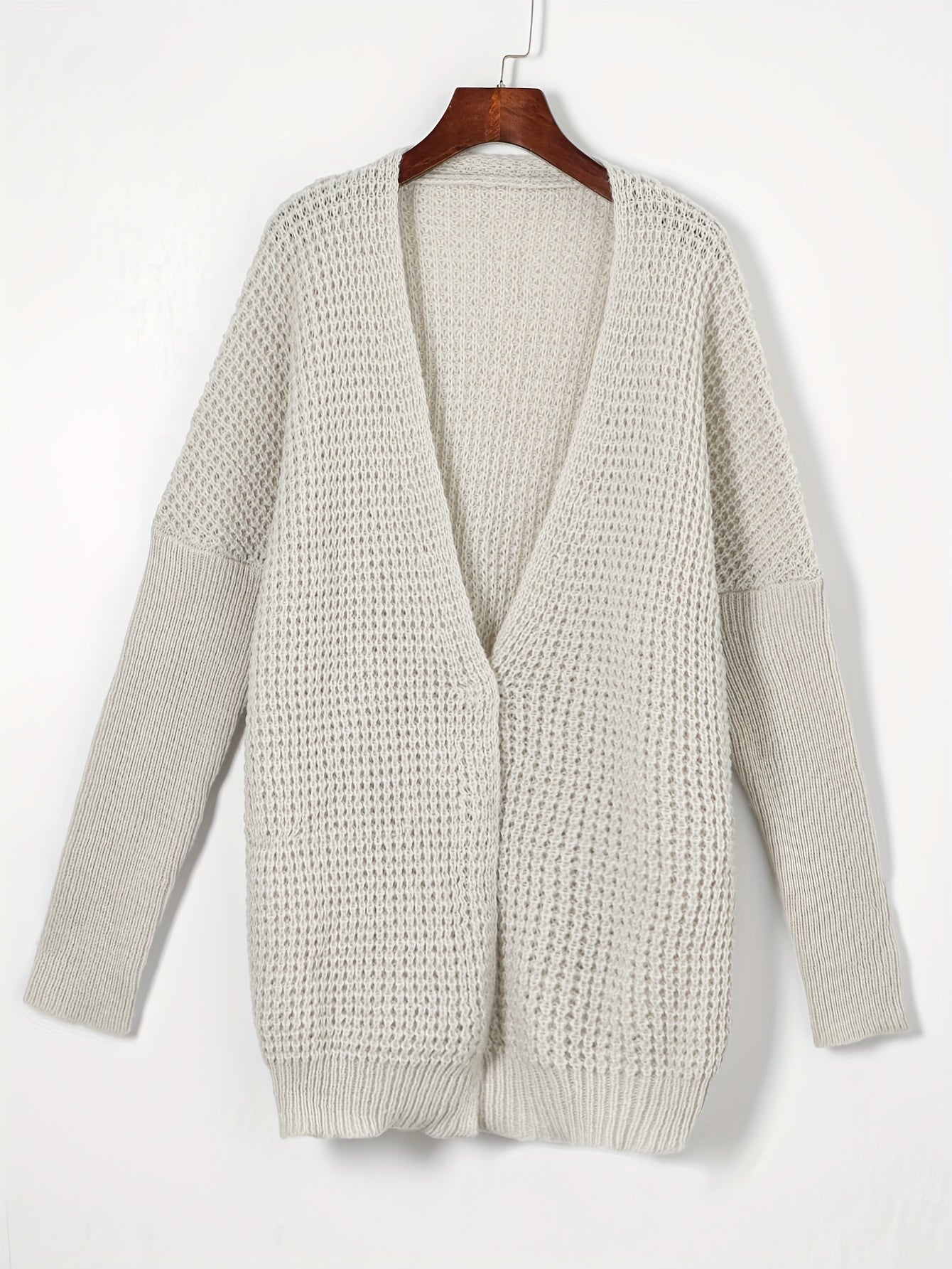 Solid Chunky Drop Shoulder Long Sleeve Open Front Cardigan