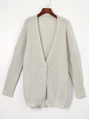 Solid Chunky Drop Shoulder Long Sleeve Open Front Cardigan