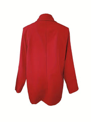 Solid Lapel Open Front Blazer Casual Patched Pockets Blazer