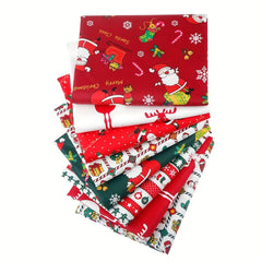 8pcs Christmas Quilting Cotton Craft Fabric Pre Cut Squares Sheets