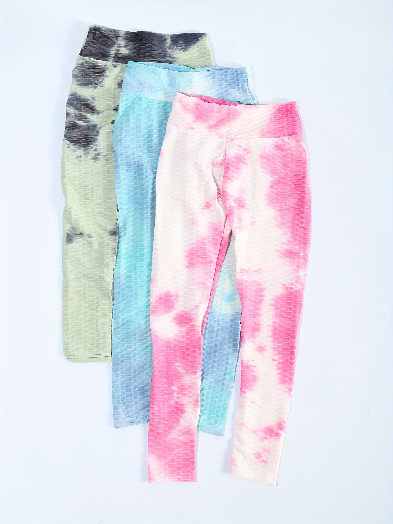 High Waist Tie Dye Honeycomb Yoga Leggings for Women