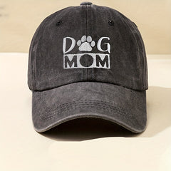 DOG MOM Embroidery Cotton Baseball Cap Washed Distressed Lightweight Dad Hat