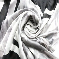 Vintage Flower Print Satin Scarf Shawl for Women