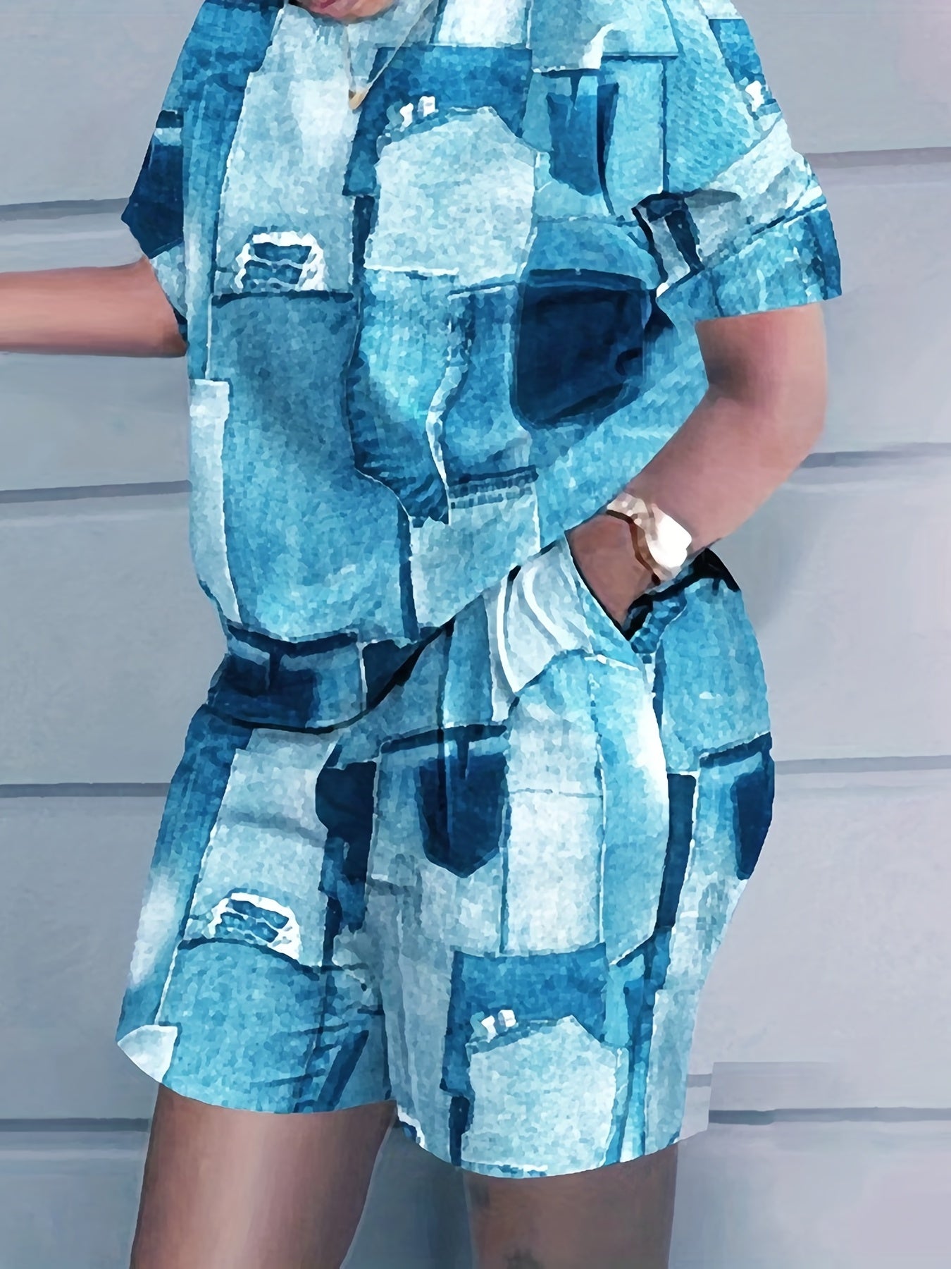 Women's Splash Print Top & Shorts Set