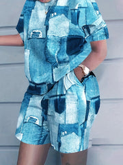 Women's Splash Print Top & Shorts Set