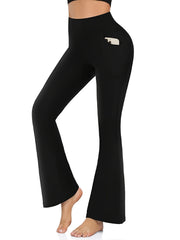 Bootcut Yoga Pants With Pockets High Stretch Bell Bottom Dance Long Activewear
