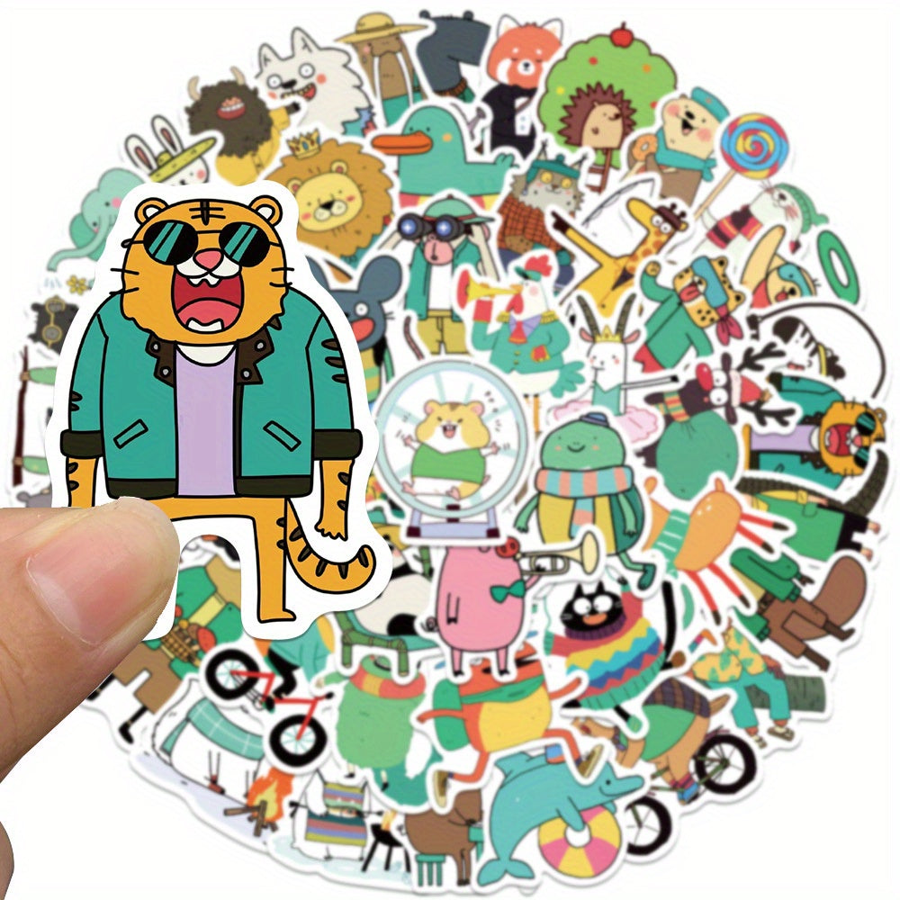 50pcs Animal Zoo Stickers Waterproof Retro Vintage for Laptop Phone