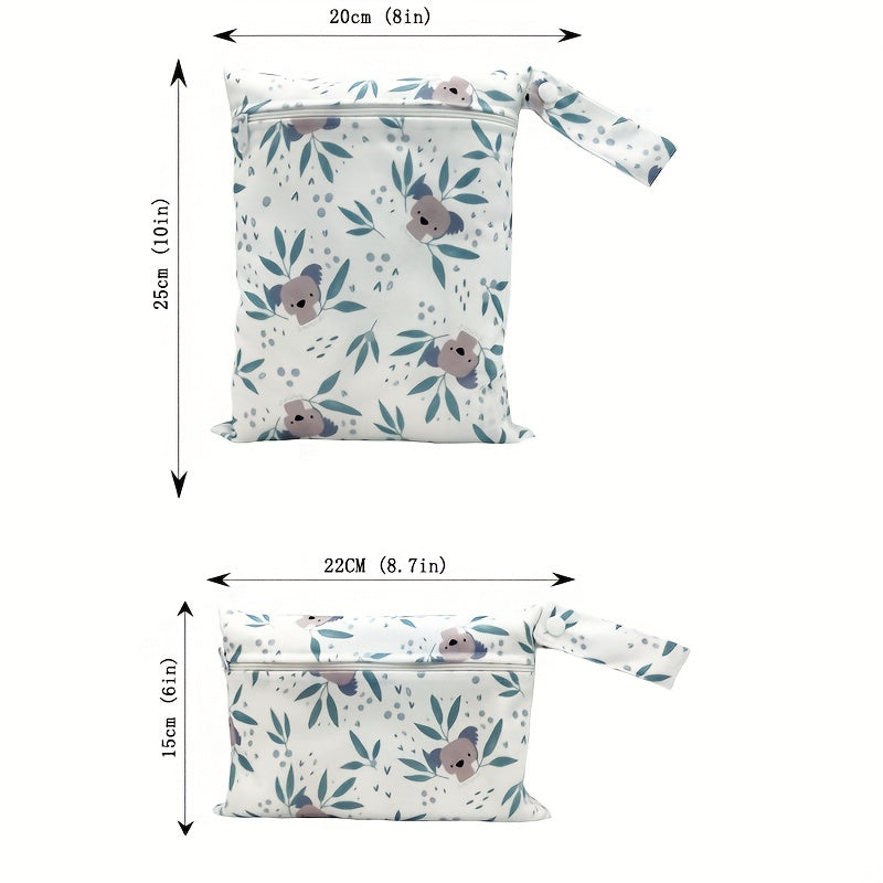 2pcs Koala Printed Waterproof Diaper Bags for Travel & Storage