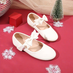 Girls Bowknot Leather Shoes Lightweight Soft Princess Shoes