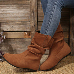 Women's Slouch Ankle Boots Pull On Flat Thermal Comfortable Short Boots