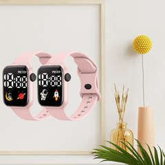2pcs Square Electronic Watch Set for Students Lightweight Durable Case