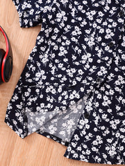 Floral Graphic Print Boys Top Short Sleeve Lapel Shirt Summer Clothes