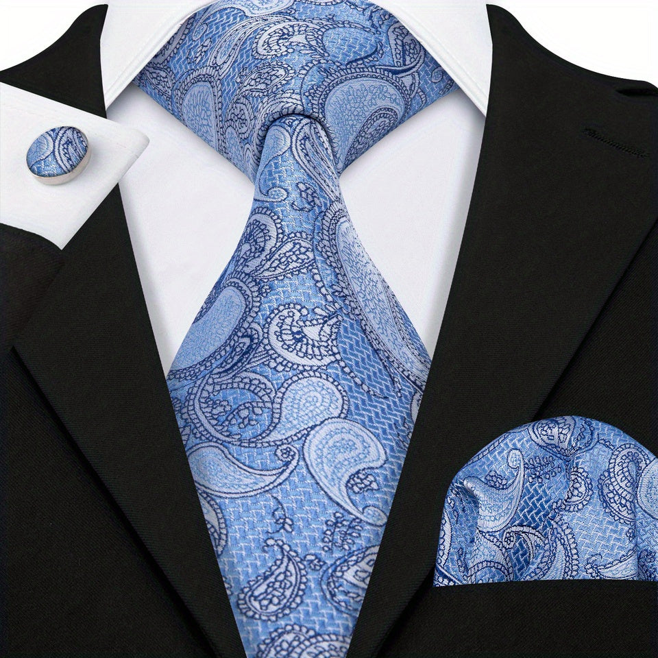 Men's Jacquard Tie & Cufflinks Set For Party Wedding Prom