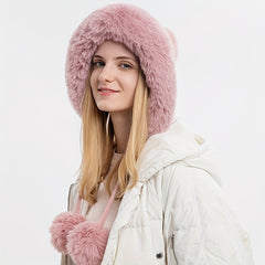 Women's Fleece Pom Beanie Hat with 3 Pompom