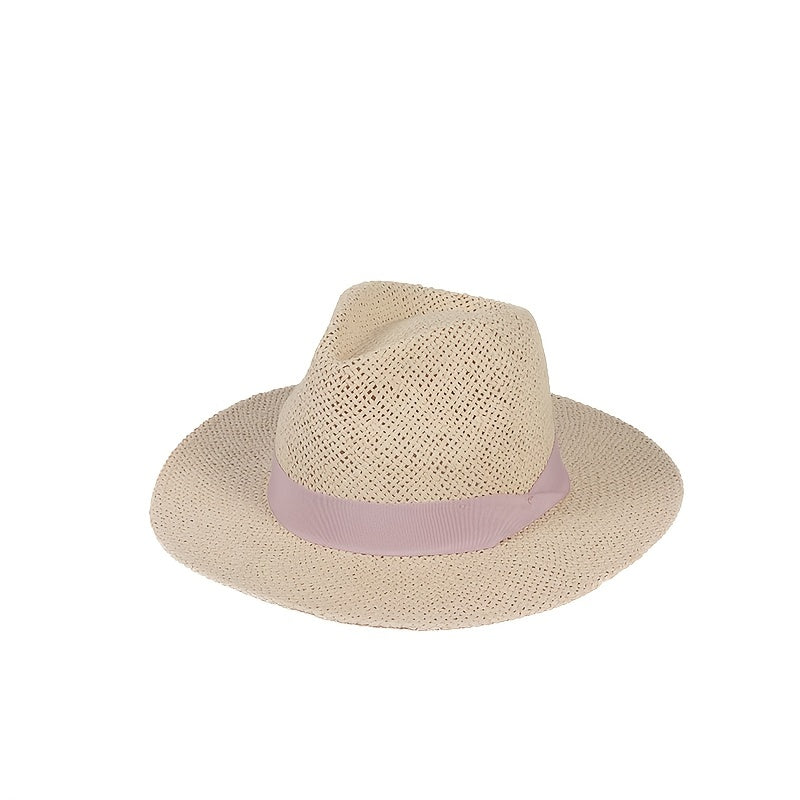 French Style Straw Hat Lightweight Foldable Summer Beach Hat