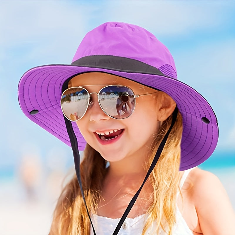 Kids UV Protection Ponytail Sun Hat For Girls
